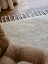 Armadillo Petra Rug in Blanc, detail of the new zealand wool weave and texture
