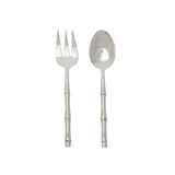 Calimia Home 2-piece stainless steel serving set with polished finish and sculptural bamboo-inspired handles.