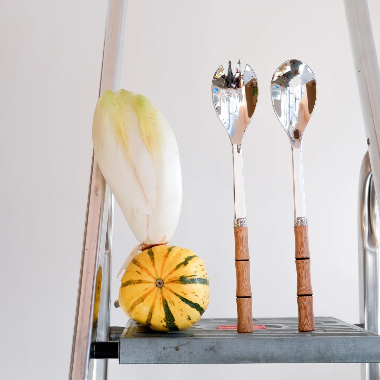 Bamboo Salad Cutlery Set - Light Press Wood