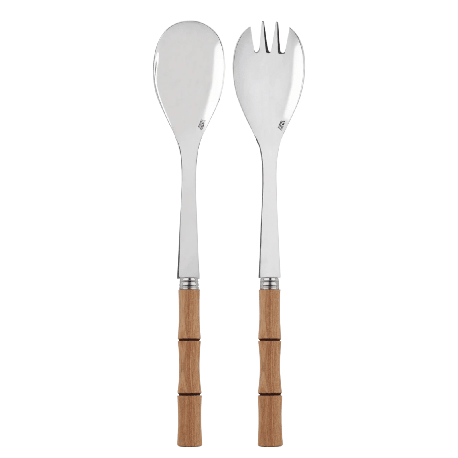 Bamboo Salad Server Set by Sabre Paris in Light Press Wood