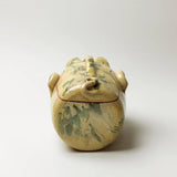 Detail of Etrusca Verde hand-painted pig casserole