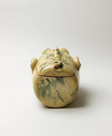 Detail of Etrusca Verde hand-painted pig casserole