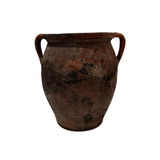 Black and red vintage crock large — glazed stoneware on white background