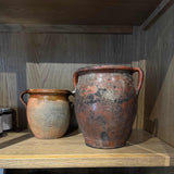 Black and red vintage crock, large — glazed stoneware sourced from Sweden