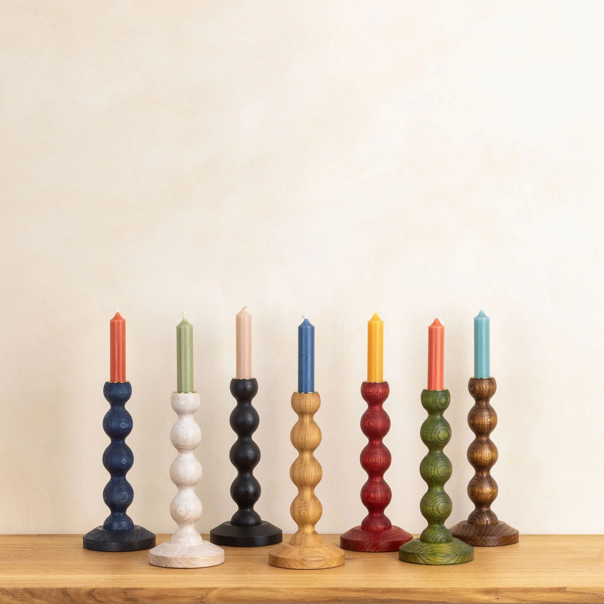 Bobbin Candle Stick - Ebonized Oak