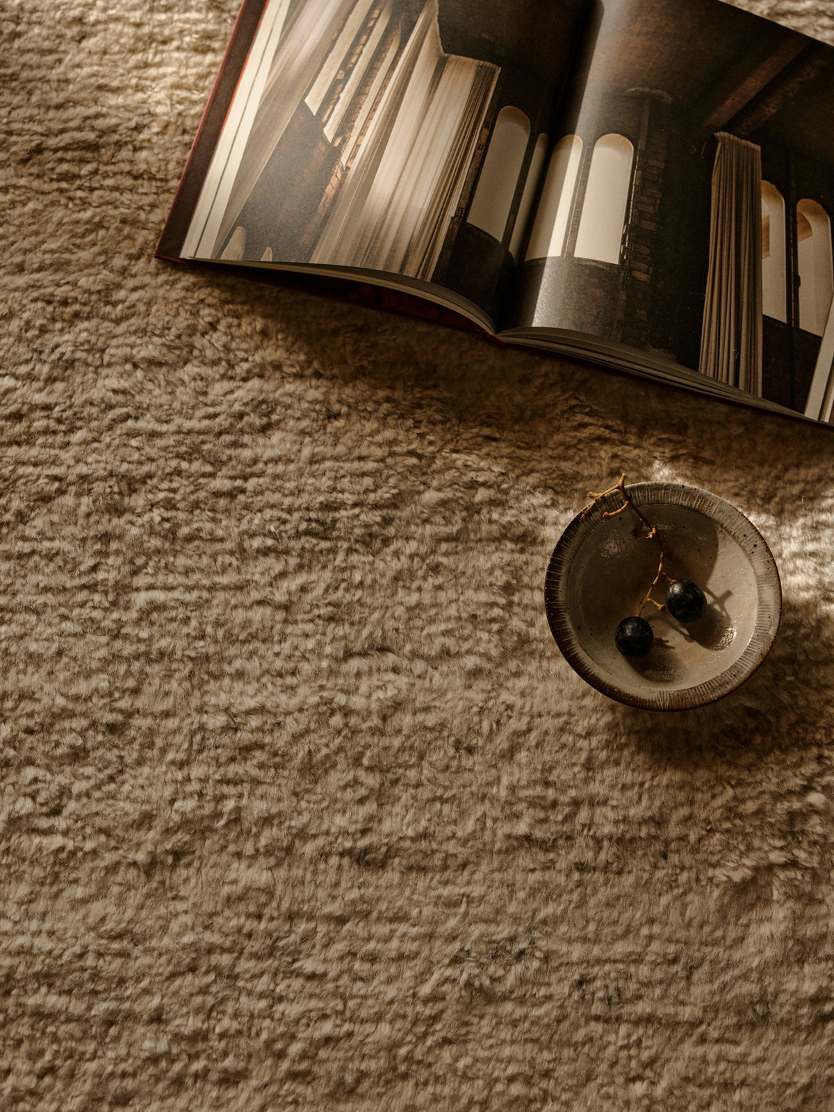 Armadillo Bower Rug in Parsnip, detail of the afghan wool weave and texture