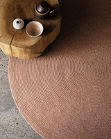 Armadillo Braid Rug in Blush, detail of the wool and viscose blend weave and texture