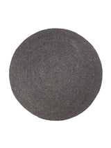 Armadillo Braid Rug in Charcoal, overhead view of the hand-braided wool blend weave and edge finish