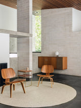 Armadillo Braid Rug in Chalk, overhead view of the hand-braided wool blend weave and edge finish