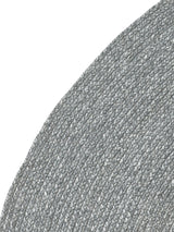 Armadillo Braid Rug in Heron, corner close-up of the wool and viscose blend pile and edge