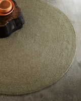 Armadillo Braid Rug in Oregano, detail of the wool and viscose blend weave and texture