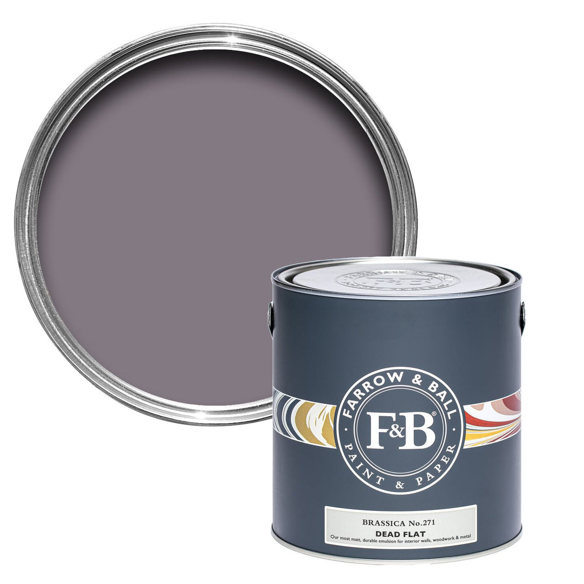 Farrow & Ball Brassica No.271 paint tin and color swatch