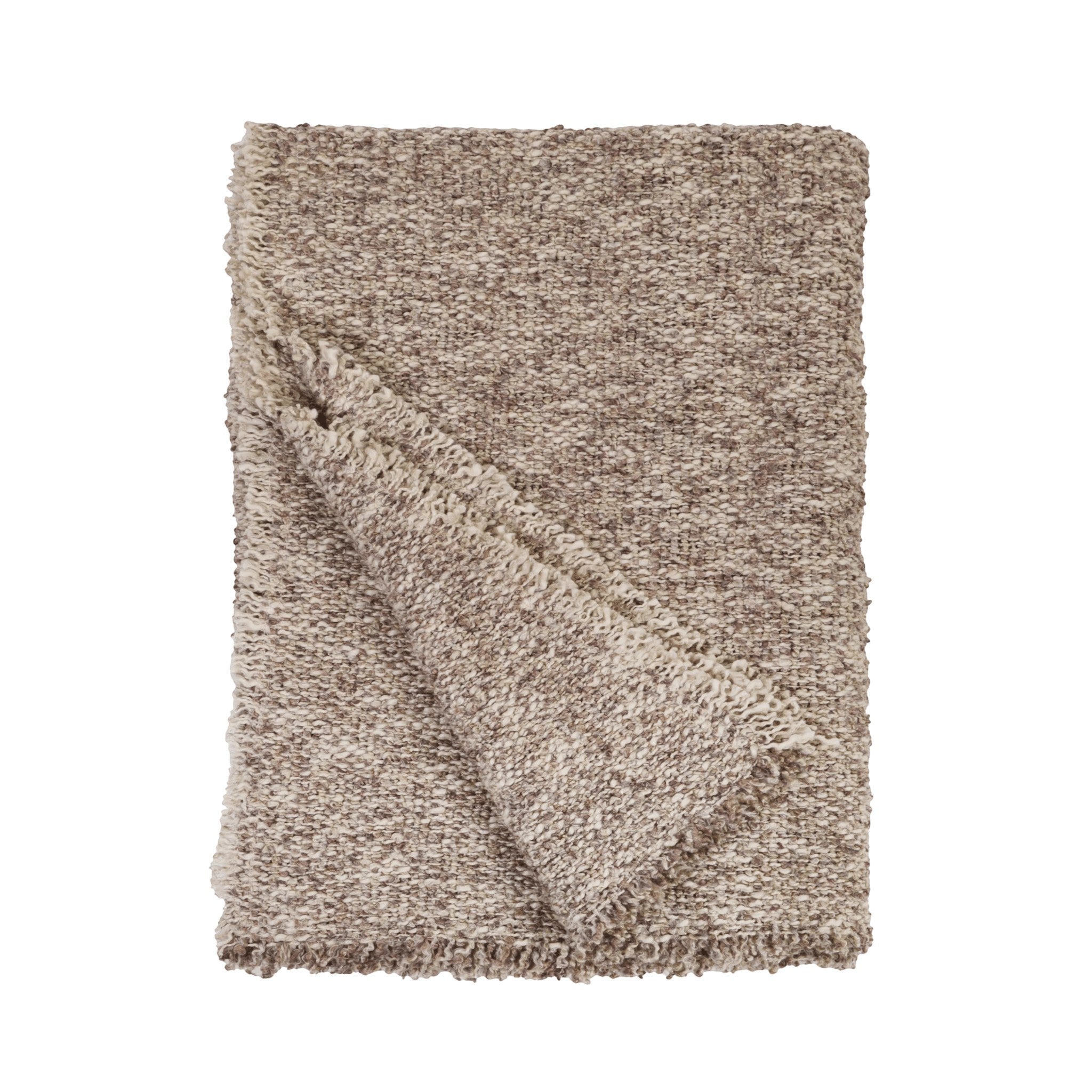 Calimia Home Brentwood throw blanket in pebble featuring a soft multi-tonal bouclé texture and hand-loomed finish.