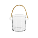 Byblos clear glass ice bucket with woven rattan handle – Zodax ZOCH-6650