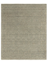 Armadillo Adagio Rug in Neptune, overhead view of the hand-knotted wool weave and edge finish