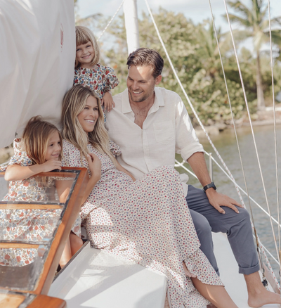 Monique Miller and Gustaf Svensson sailing with their daughters in Miami