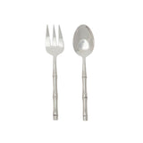 Calimia Home 2-piece stainless steel serving set with polished finish and sculptural bamboo-inspired handles.