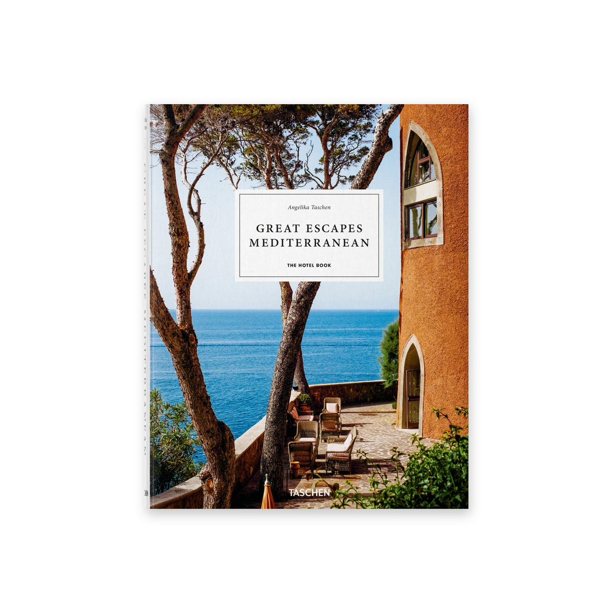 Calimia Home Great Escapes Mediterranean hotel book featuring a coastal villa terrace overlooking the blue sea.