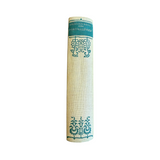 Calimia Home vintage book Fortaellinger by Herman Bang with a cream linen spine and teal decorative floral print.