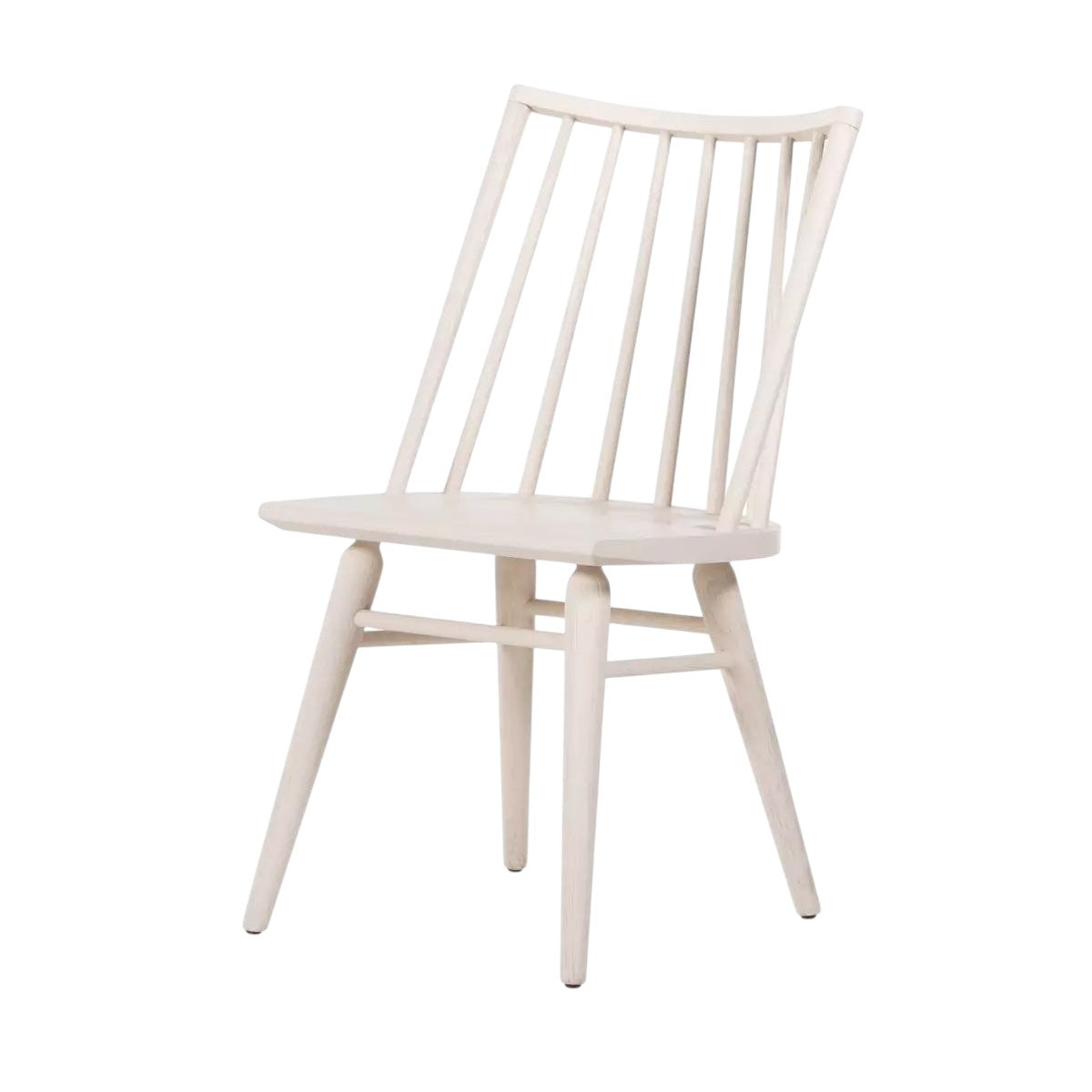 Calimia Home Lewis Windsor chair in off-white wire-brushed oak with a contemporary spindle back design