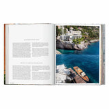 Calimia Home Great Escapes Mediterranean book open to a page featuring a modern hotel in Dubrovnik with architectural photos
