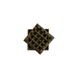 Vintage brass always empty ashtray, large, pierced lattice top turned on the diagonal over its tray