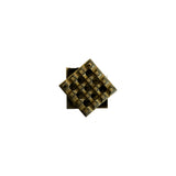 Vintage brass always empty ashtray, small, pierced lattice top turned on the diagonal over its tray