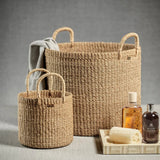 Camille abaca basket, lifestyle view in room setting