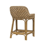 Calimia Home Capitola natural rattan counter stool with woven seagrass and lampakanay rope back, rear view