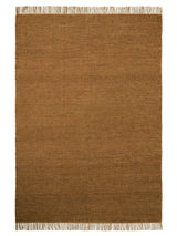 Armadillo Willow Rug in Mustard, overhead view of the handwoven flatweave weave and edge finish
