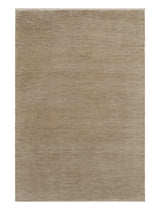 Armadillo Lathe Rug in Doe, overhead view of the hand-knotted jute weave and edge finish