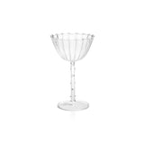 Chamont Coupe Glass with ribbed bowl and scalloped rim, borosilicate glass, front view
