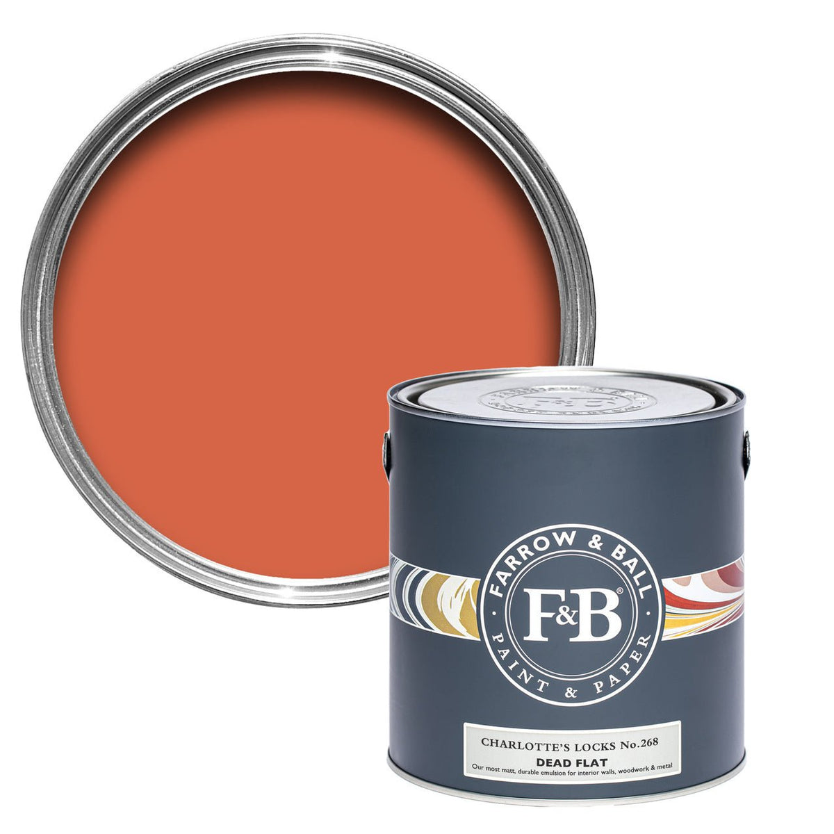 Farrow & Ball Charlotte's Locks No.268 paint tin and color swatch