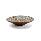 Kiliim handcrafted ceramic serving plate with hand-painted cherry and leaf motif in blue, green, and red.
