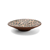 Kiliim handcrafted ceramic serving plate with hand-painted cherry and leaf motif in blue, green, and red.