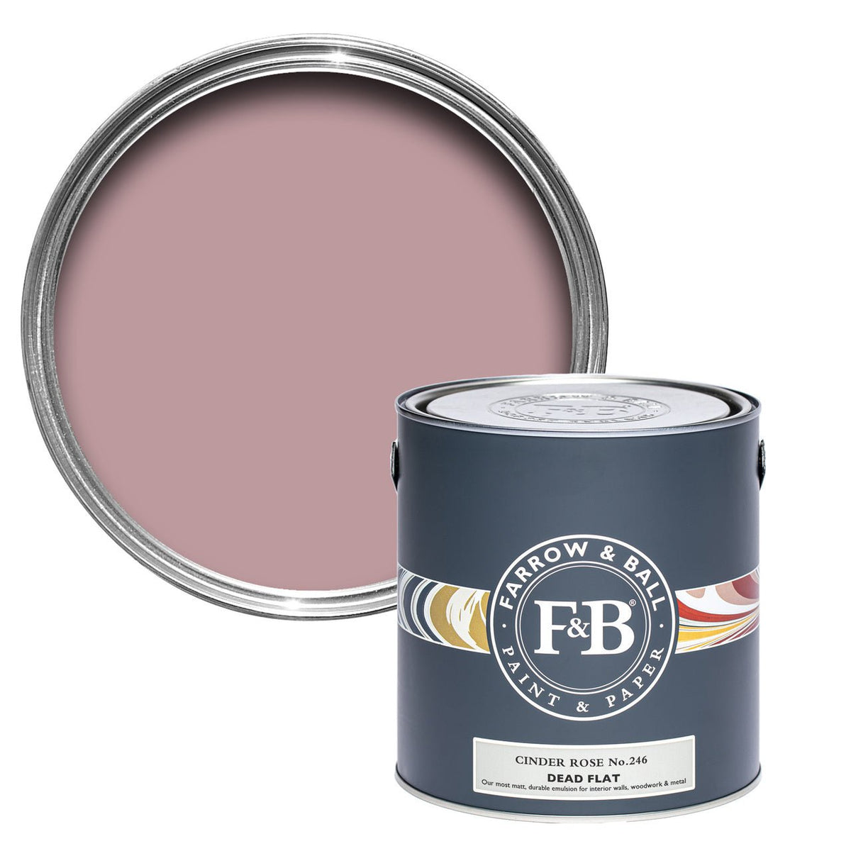 Farrow & Ball Cinder Rose No.246 paint tin and color swatch