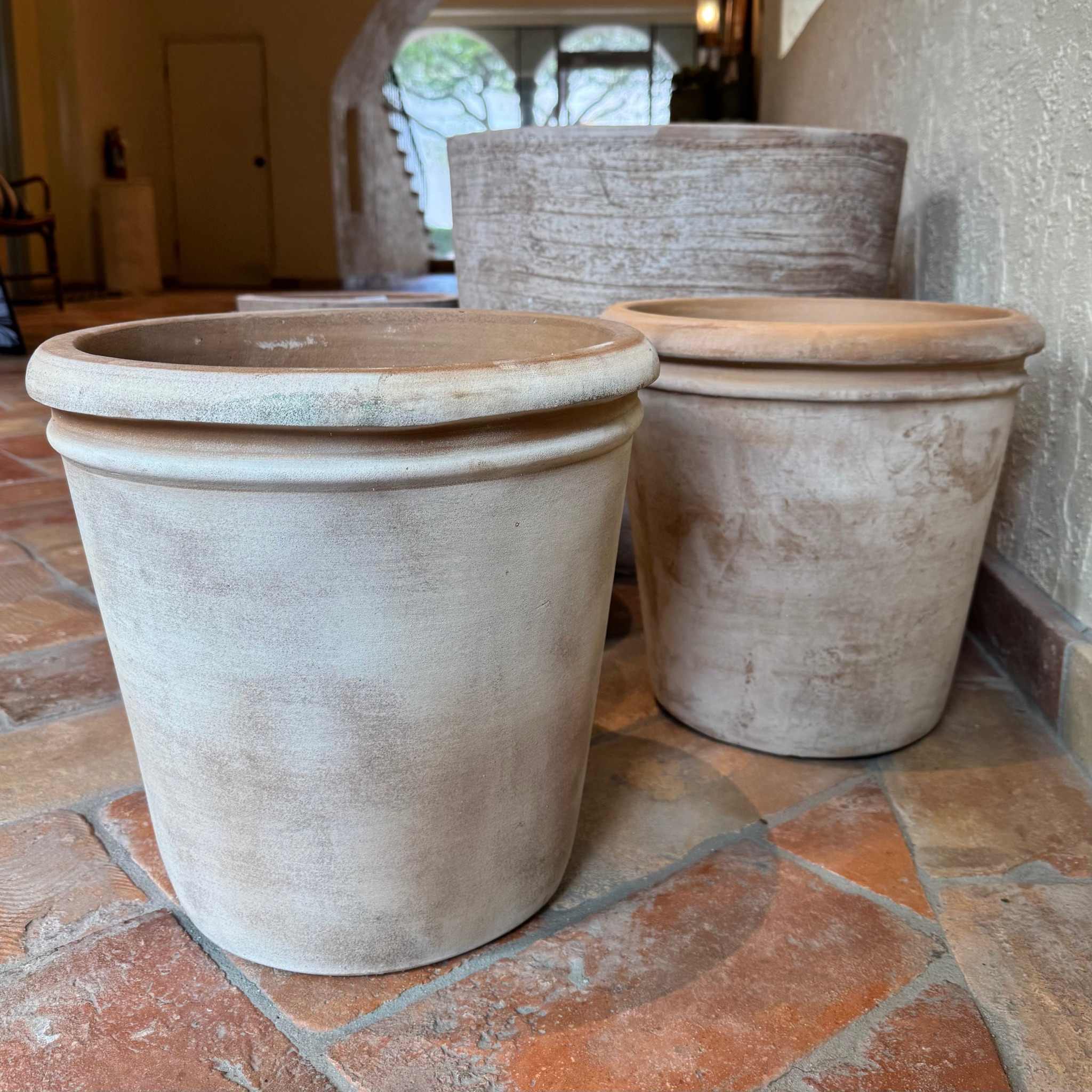 Classic rolled rim terracotta pot — natural clay