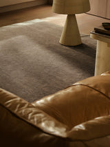 Armadillo Corsica Rug in Flannel, handwoven wool and linen rug shown in a room setting