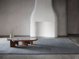 Armadillo Corsica Rug in Indigo, detail of the wool and linen weave and texture