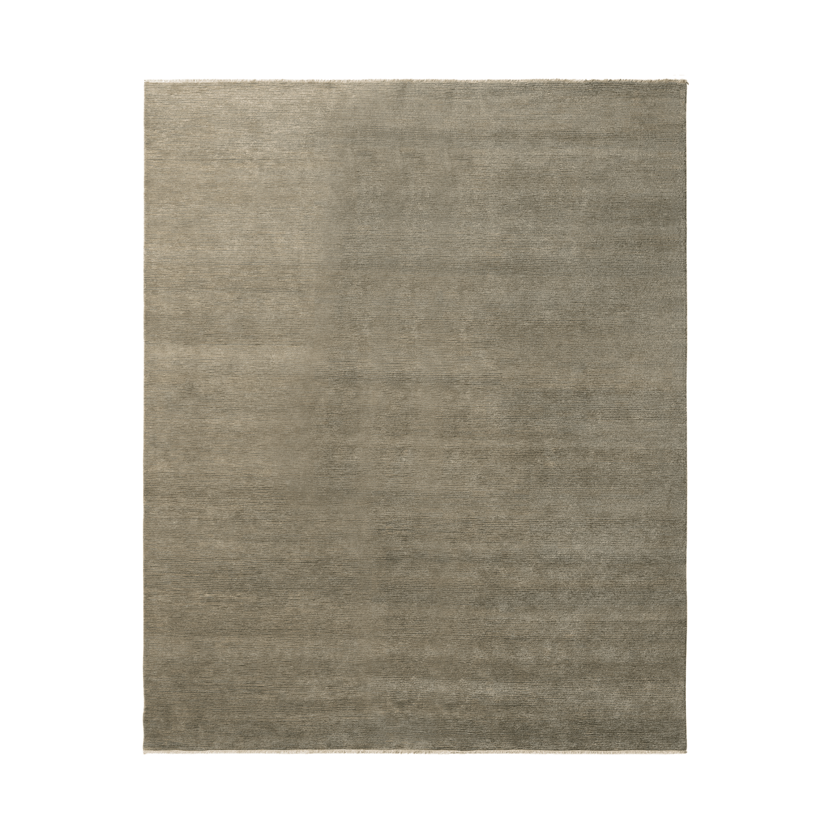 Corsica Rug by Armadillo in Saltbush, handwoven wool and linen with a linear texture and cotton fringe