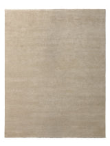 Armadillo Corsica Rug in Paperbark, overhead view of the handwoven wool and linen weave and edge finish
