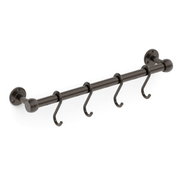 Cotswold Brass Pot Rail & S Hooks in Dark Bronze