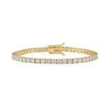 Crystal tennis bracelet in yellow gold on wrist