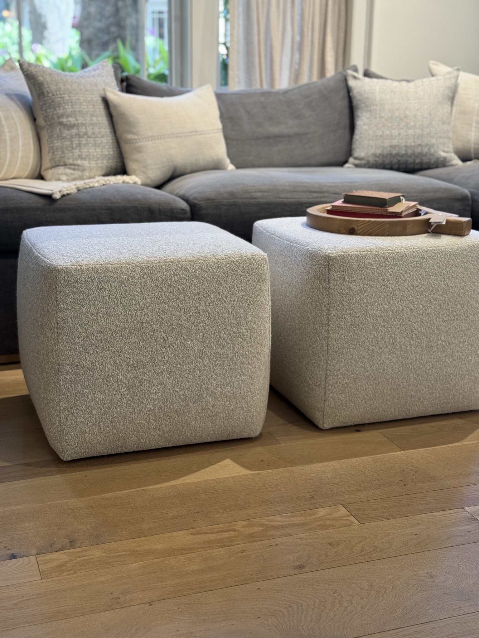 Cube ottoman — upholstery close-up