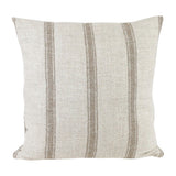 Calimia Home Dalton pillow in natural and mink linen with a hand-woven striped pattern and feather-down insert.