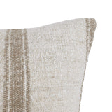 Calimia Home Dalton pillow in natural and mink with a hand-woven striped linen blend texture and feather-down insert.