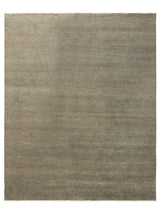 Armadillo Corsica Rug in Saltbush, overhead view of the handwoven wool and linen weave and edge finish