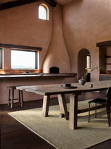 Thatch Rug by Armadillo, hand-knotted wool rug, styled in a room at Calimia Home