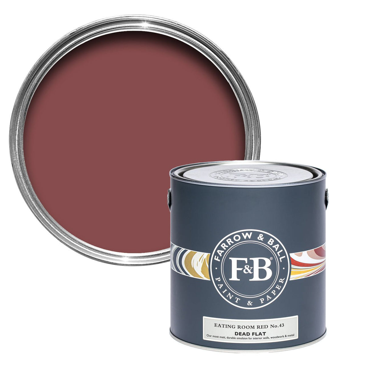 Farrow & Ball Eating Room Red No.43 paint tin and color swatch