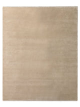 Armadillo Eden Rug in Nougat, overhead view of the hand-knotted wool weave and edge finish